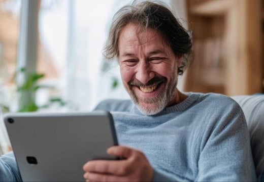 online remote telehealth session on tabletfinnish looking happy-2-1-1
